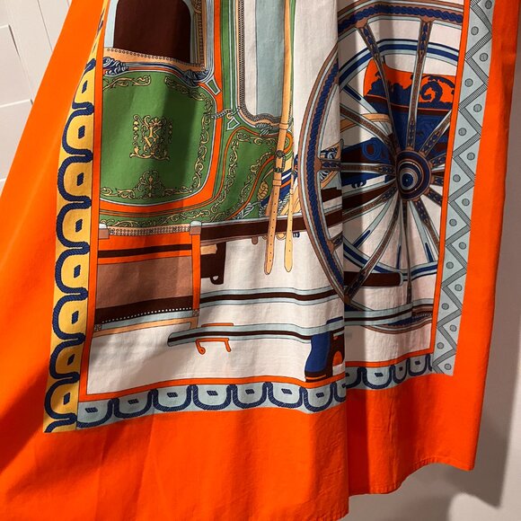 Dizzy Lizzie Monterey Dress Orange and Green Wagon Wheel Print - Picture 3 of 10